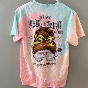 Simply Southern True Crime and Chill Tie-Dye T-Shirt Medium